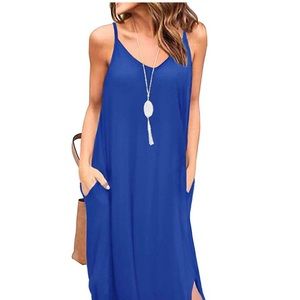 Loose Jersey Cami Maxi Dress with Pockets Size S
